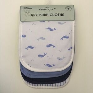 NEW Baby Burp Cloths 4pc Set Whale Print and More | DreamGro